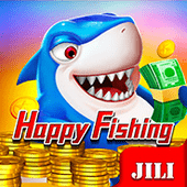 Happy Fishing icon with playful fish